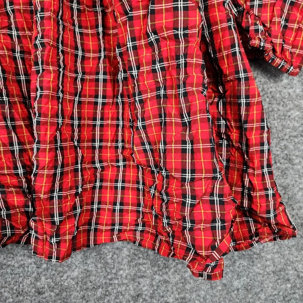 Old Navy Top Womens XXL Smocked Off-the-Shoulder Red Plaid Long Sleeve EUC